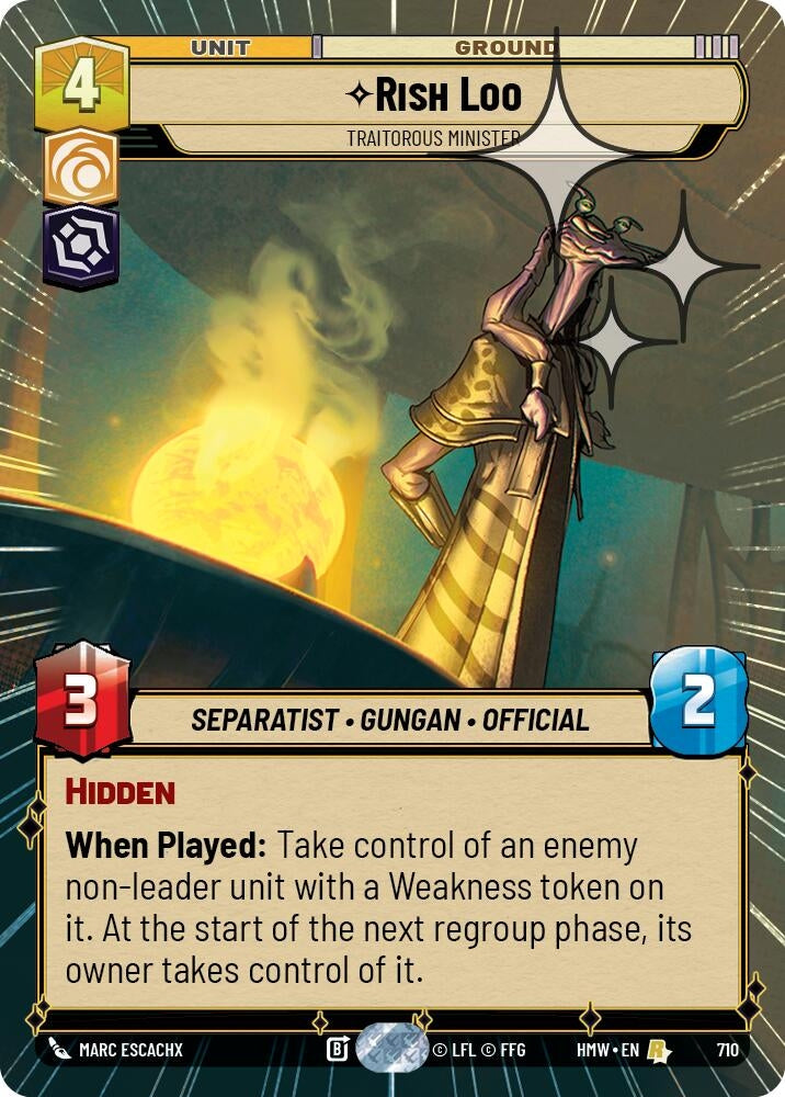 Image for Rish Loo - Traitorous Minister (Hyperspace Foil) (710) (Homeworlds) (HMW) - Star Wars: Unlimited