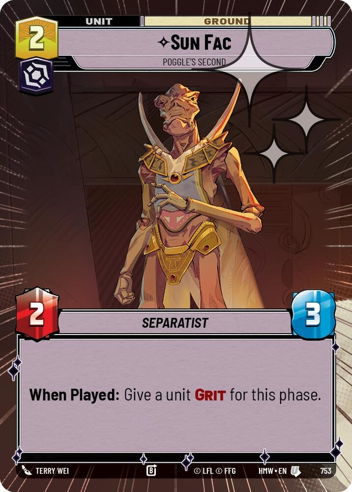Image for Sun Fac - Poggle's Second (Hyperspace Foil) (753) (Homeworlds) (HMW) - Star Wars: Unlimited