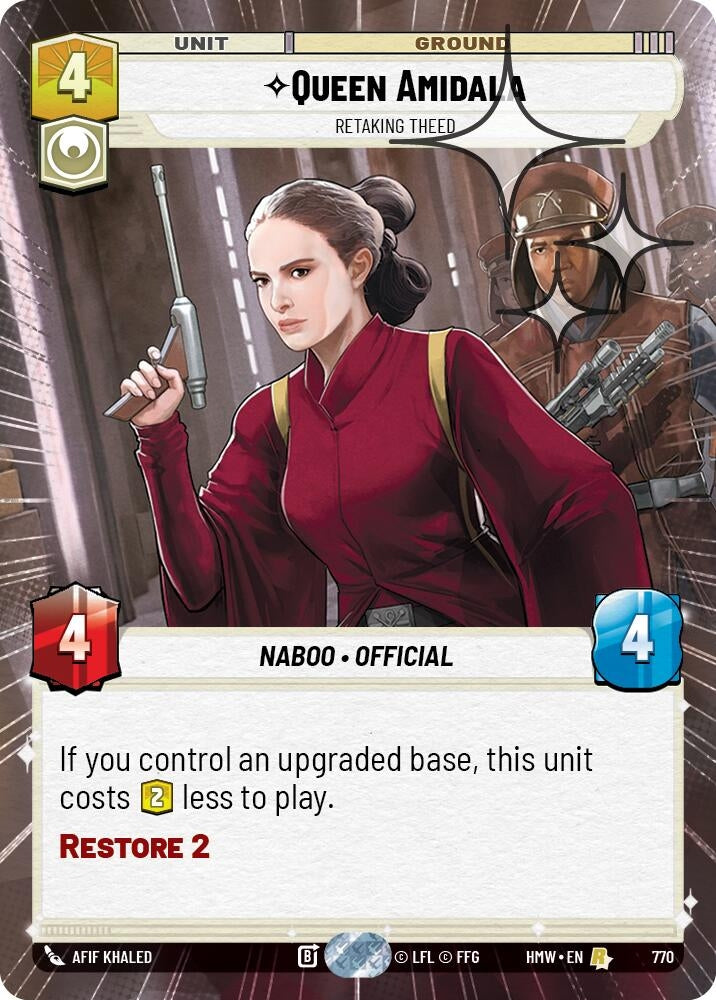Image for Queen Amidala - Retaking Theed (Hyperspace Foil) (770) (Homeworlds) (HMW) - Star Wars: Unlimited
