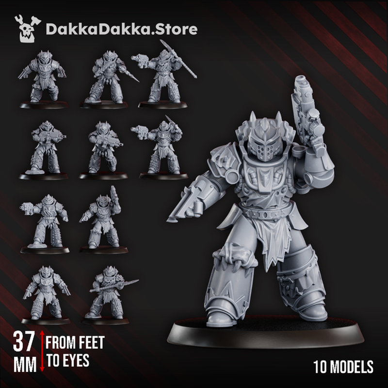 White Megalodon Clan Warriors (x10) - Prime Armored Battleline Squad of Space Knights by DakkaDakka - image 3