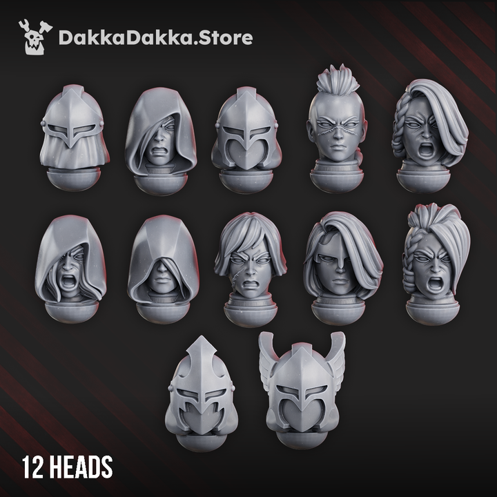 White Fangs Hunters & Valkyries Heads Set x12 by DakkaDakka - image 1