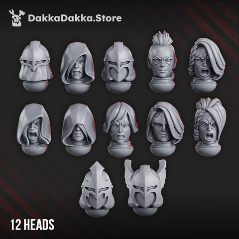 White Fangs Hunters & Valkyries Heads Set x12 by DakkaDakka - image 1
