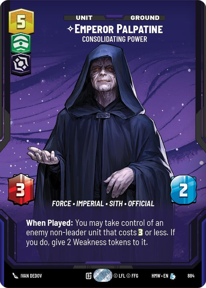 Image for Emperor Palpatine - Consolidating Power (Prestige Foil) (884) (Homeworlds) (HMW) - Star Wars: Unlimited