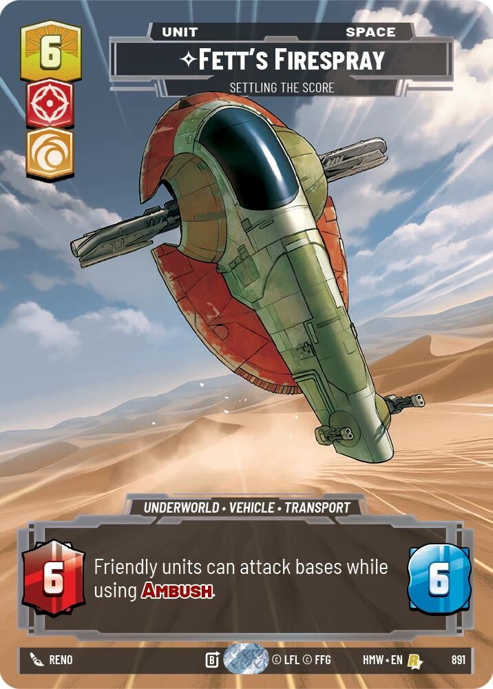 Image for Fett's Firespray - Settling the Score (Prestige Foil) (891) (Homeworlds) (HMW) - Star Wars: Unlimited