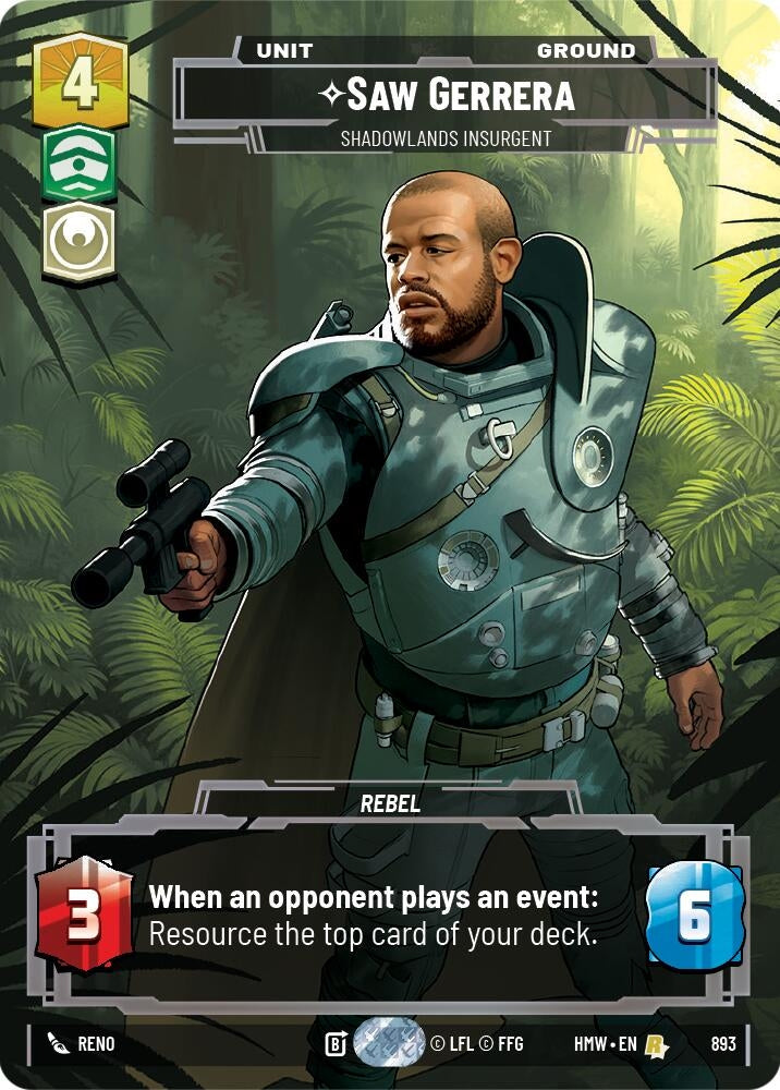 Image for Saw Gerrera - Shadowlands Insurgent (Prestige Foil) (893) (Homeworlds) (HMW) - Star Wars: Unlimited