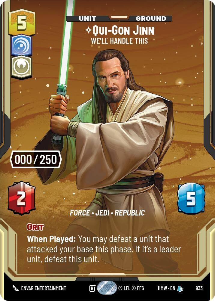Image for Qui-Gon Jinn - We'll Handle This (Serialized) (933) (Homeworlds) (HMW) - Star Wars: Unlimited