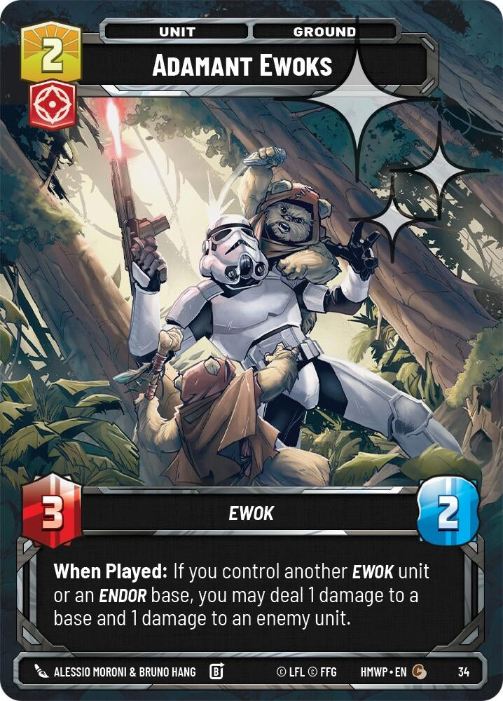 Image for Adamant Ewoks (Foil) (34) (Homeworlds: Weekly Play Promos) (HMWP) - Star Wars: Unlimited