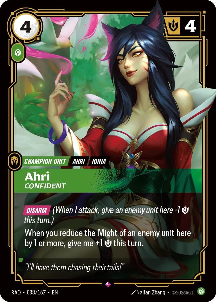Image for Ahri, Confident (038/167) (Radiance) (RAD) - Riftbound: League of Legends Trading Card Game