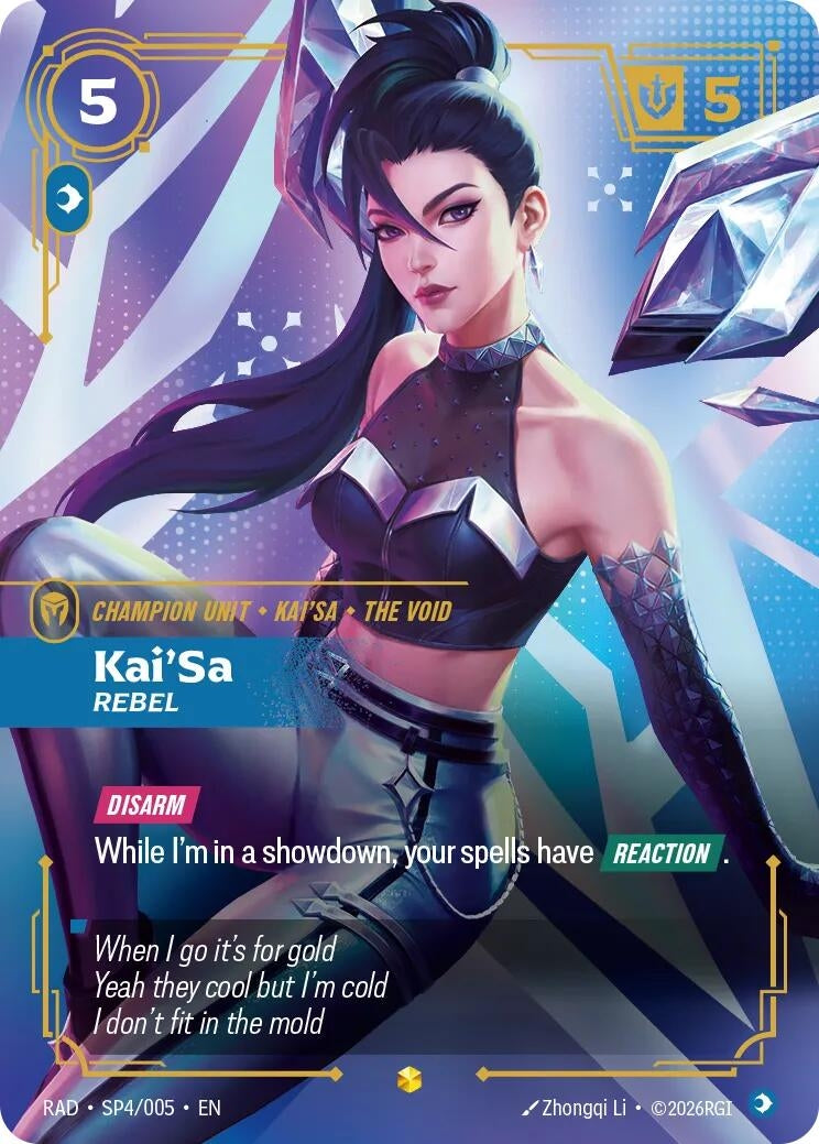 Image for Kai'Sa, Rebel (K/DA Special Art Card) (SP4/005) (Radiance) (RAD) - Riftbound: League of Legends Trading Card Game