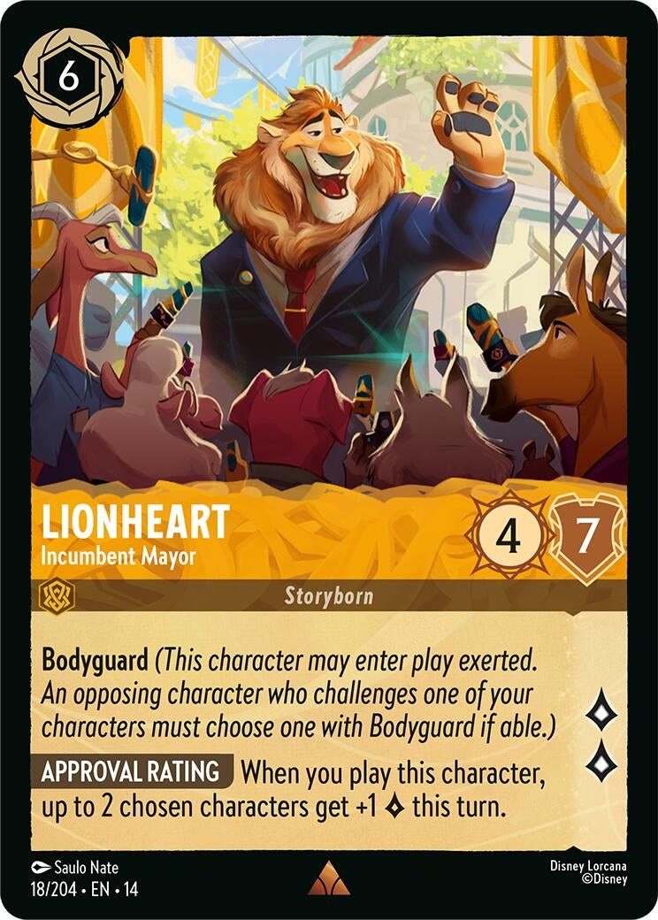 Image for Lionheart - Incumbent Mayor (18/204) (Hyperia City) (14) - Disney Lorcana