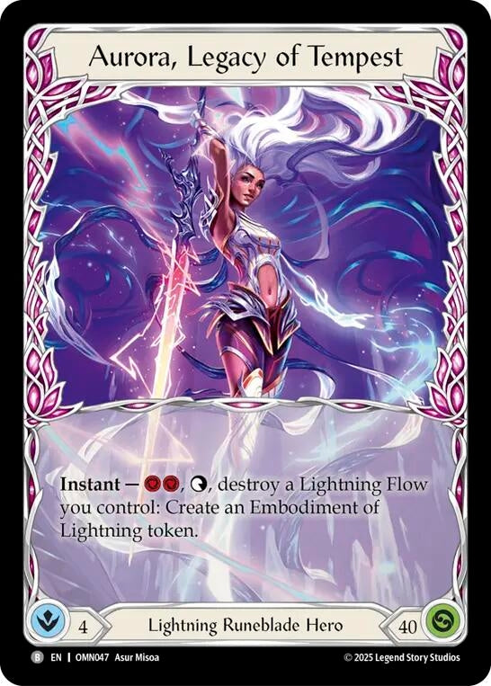 Image for Aurora, Legacy of Tempest // Aurora, Emissary of Lightning (OMN047 // OMN048) (Omens of the Third Age) (OMN) - Flesh and Blood TCG