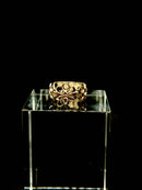 Honeycomb Bee Ring hand-cast ancient brass angle view