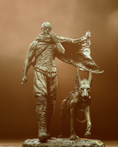 Riddick with Jackal Resin Statue - view 1