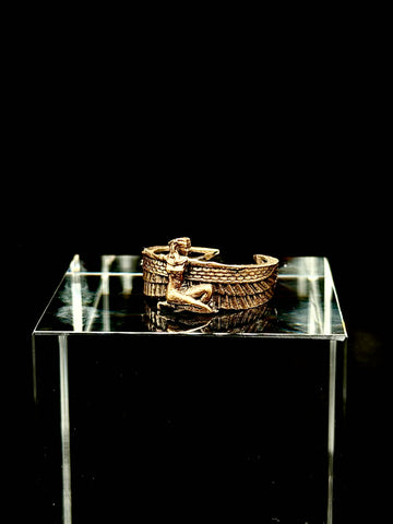 Winged Sphinx Ring hand-cast ancient brass front view
