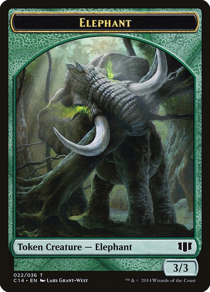 Elephant Elf Warrior Double sided Token (22 // 24) [C14]