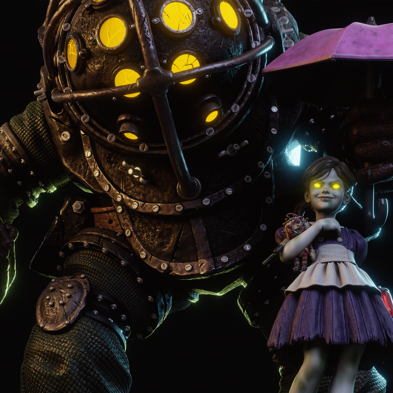 Big Daddy and Little Sister Resin Statue - view 1