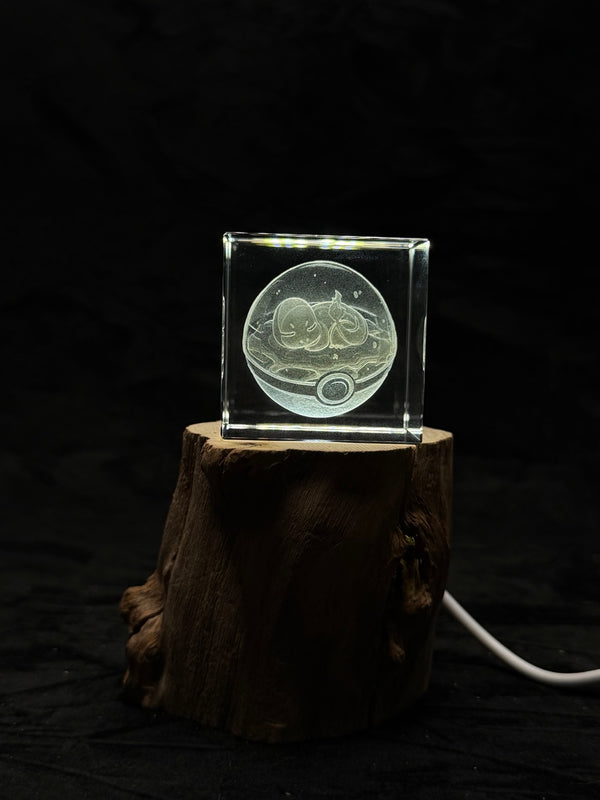 Sleeping Charmander Poké Ball 3D Crystal Engraving – Pokémon Laser Crystal Display