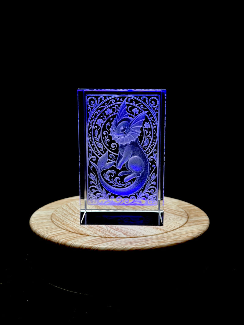 Vaporeon Floral 3D Crystal Engraving – Pokémon Laser Crystal Display