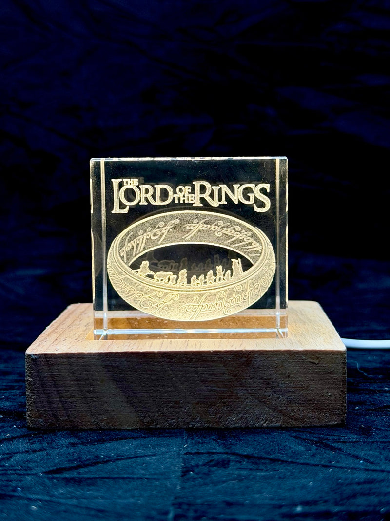 Lord of the Rings One Ring 3D Crystal Engraving – Fantasy Laser Crystal Display