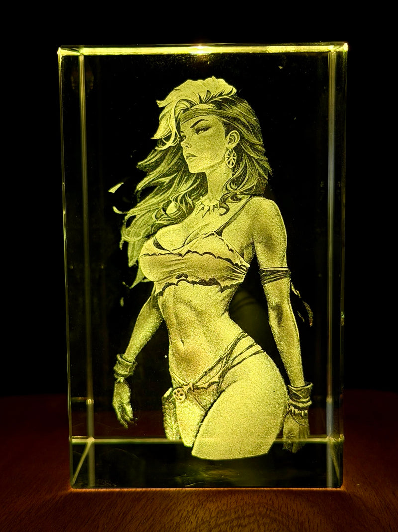 Rogue X-Men Portrait 3D Crystal Engraving – Marvel Laser Crystal Display