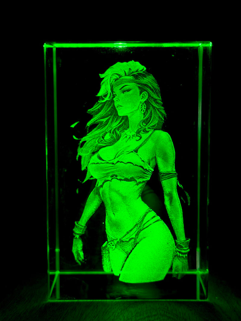 Rogue X-Men Portrait 3D Crystal Engraving – Marvel Laser Crystal Display