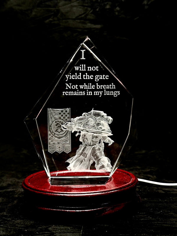 Imperial Gatekeeper Large Faceted 3D Crystal Engraving – Premium Sci-Fi Fantasy Display