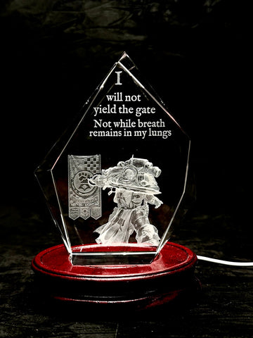 Imperial Gatekeeper Large Faceted 3D Crystal Engraving – Premium Sci-Fi Fantasy Display