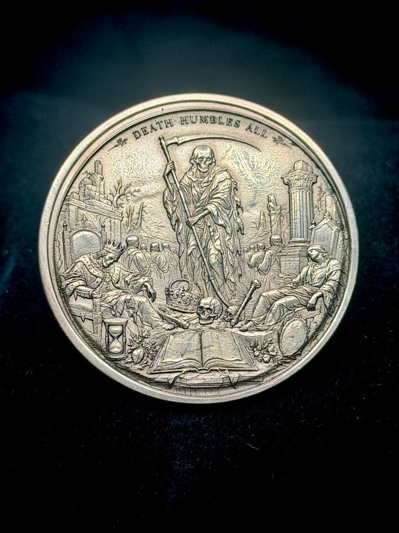 Death Humbles All Memento Mori Coin 40mm Reaper Engraved Art Medallion