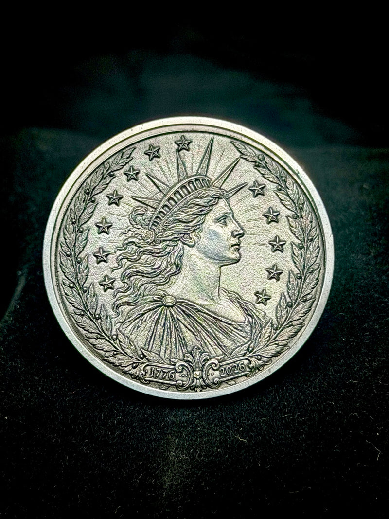 Liberty 1776 2026 Coin 40mm Engraved Americana Patriotic Art Medallion