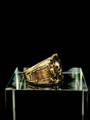 Gothic Crest Skull Ring hand-cast ancient brass angle view