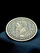Amor Fati Stoic Coin 40mm Brass Engraved Roman Skull EDC Art Medallion
