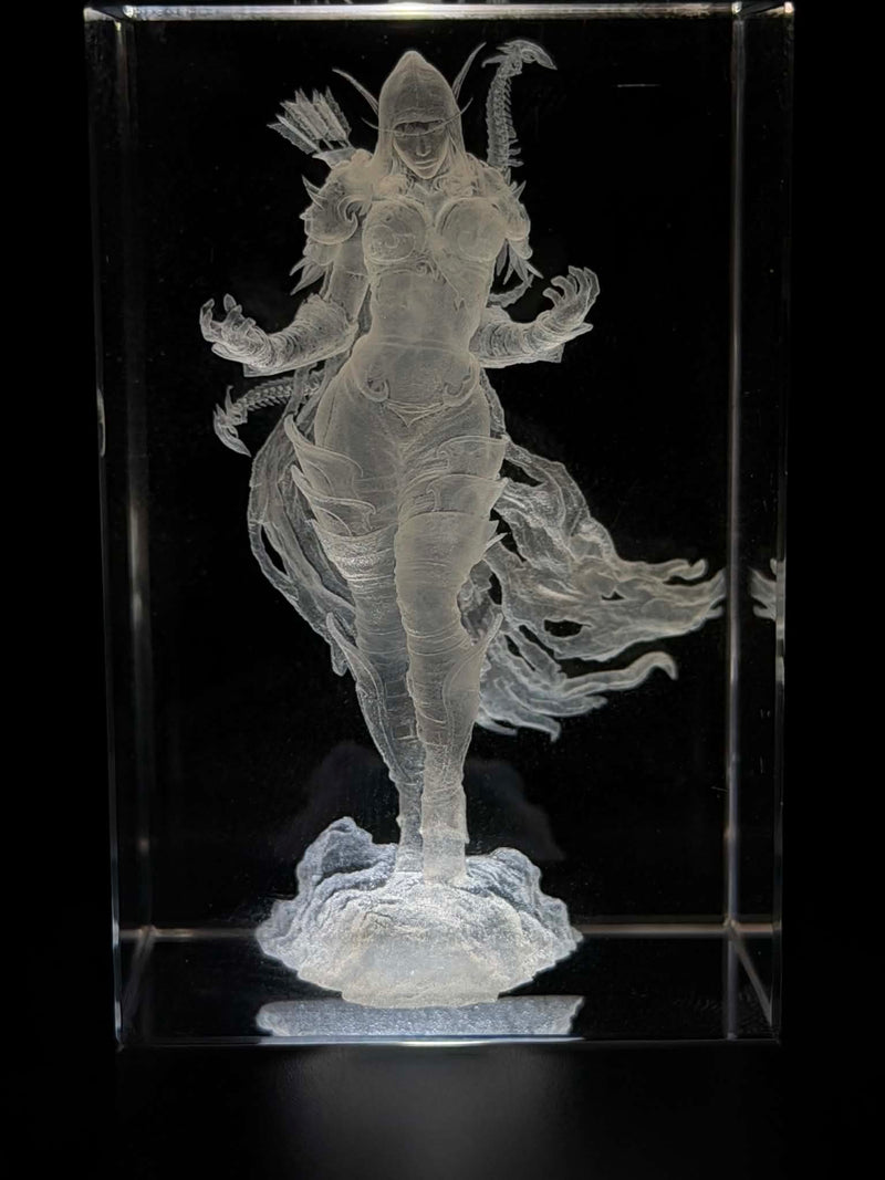 Sylvanas Windrunner World of Warcraft 3D Crystal Engraving – Fantasy Laser Crystal Display