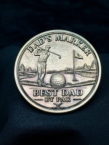 Best Dad By Par Golf Ball Marker 40mm Brass Engraved Father's Day Gift