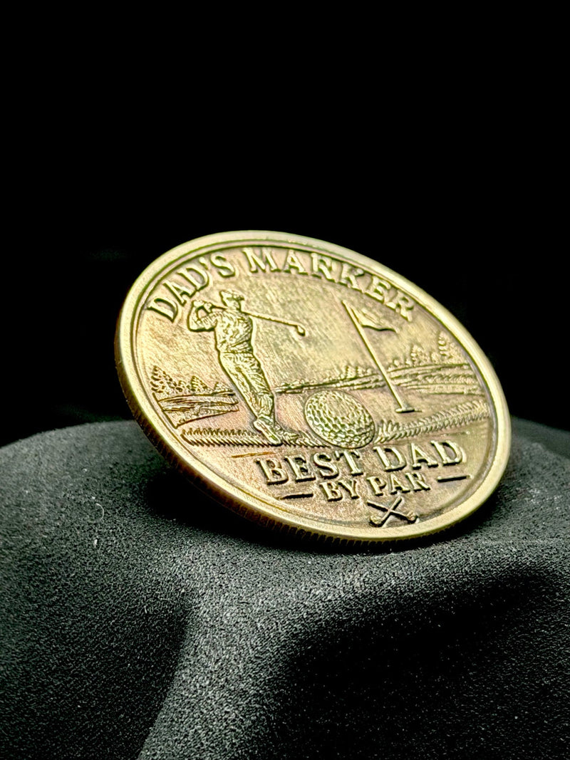 Best Dad By Par Golf Ball Marker 40mm Brass Engraved Father's Day Gift
