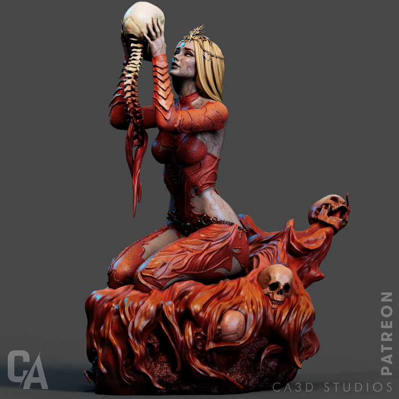 Orin the Red Resin Statue - view 5