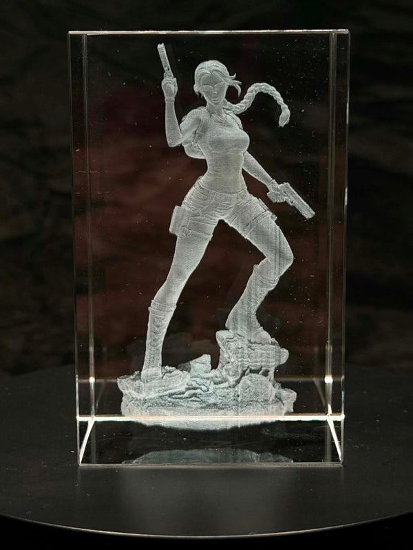 Tomb Raider Lara Croft 3D Crystal Engraving – Gaming Laser Crystal Display