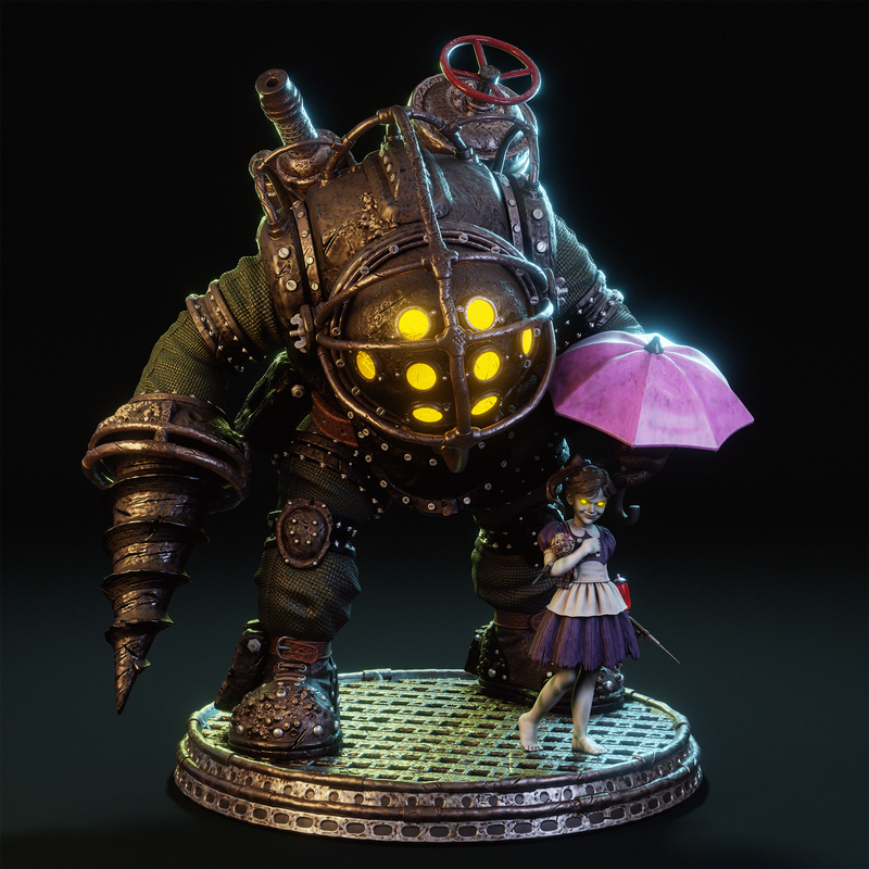 Big Daddy and Little Sister Resin Statue - view 4