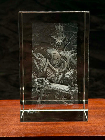 Space Marine vs Tyranid Crystal Engraving – Warhammer 40K Laser Crystal Display