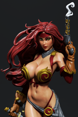 Red Monika Resin Statue - view 1