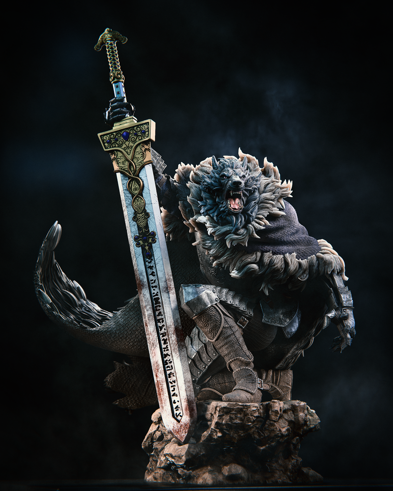 Blaidd Resin Statue - view 3