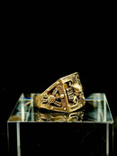 Skull & Bones Relic Ring hand-cast ancient brass angle view