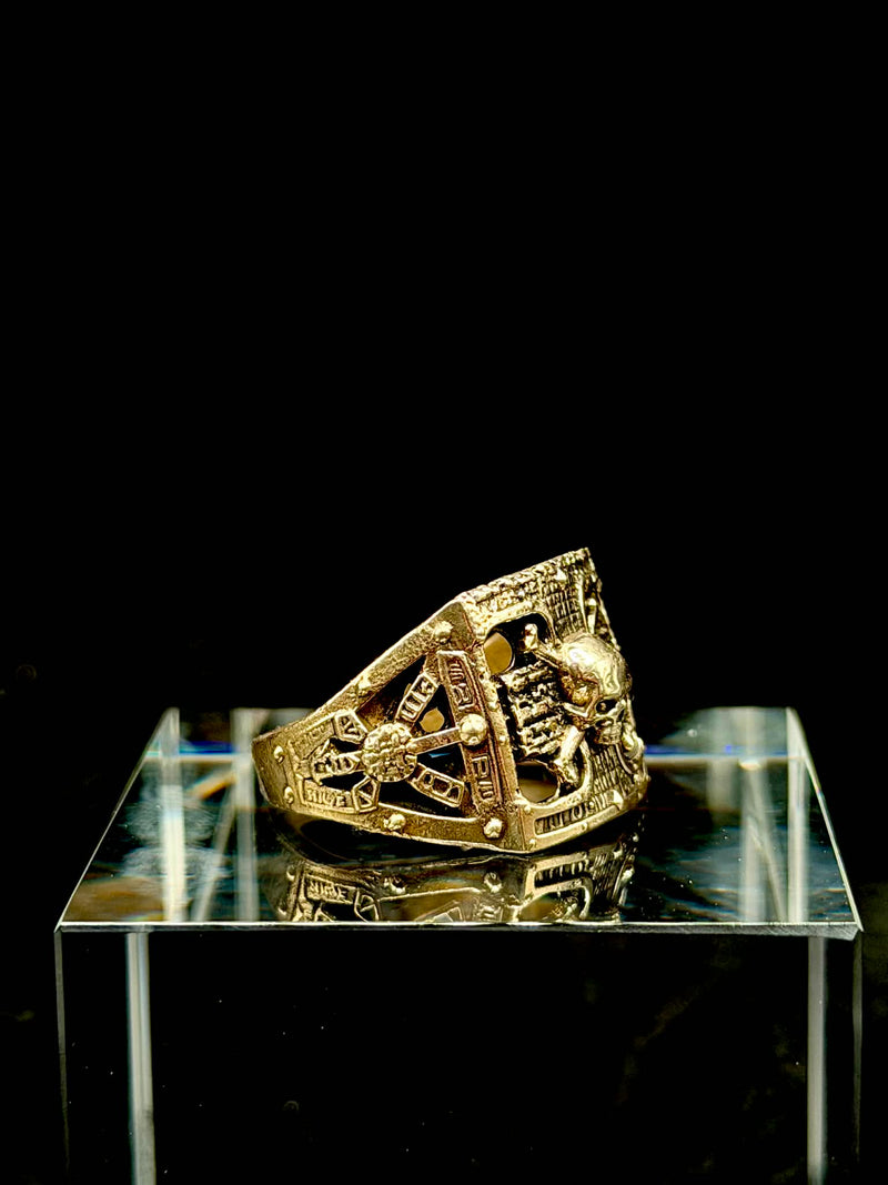 Skull & Bones Relic Ring hand-cast ancient brass angle view