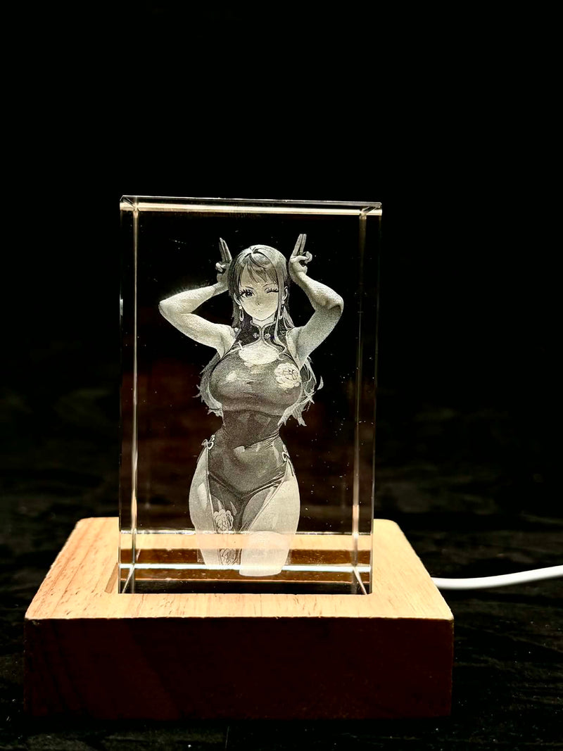 Nami Kimono 3D Crystal Engraving – One Piece Anime Laser Crystal Display