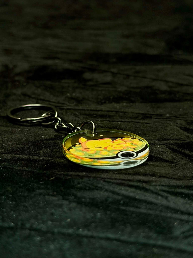 Sleeping Pikachu Pokeball Acrylic Keychain