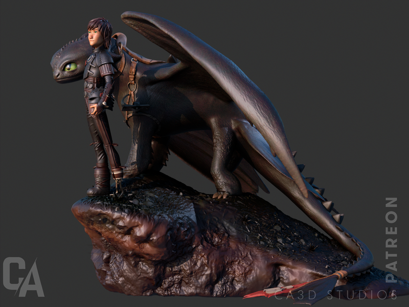 Toothless/Hiccup Resin Statue - view 3