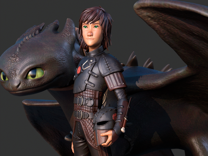 Toothless/Hiccup Resin Statue - view 1