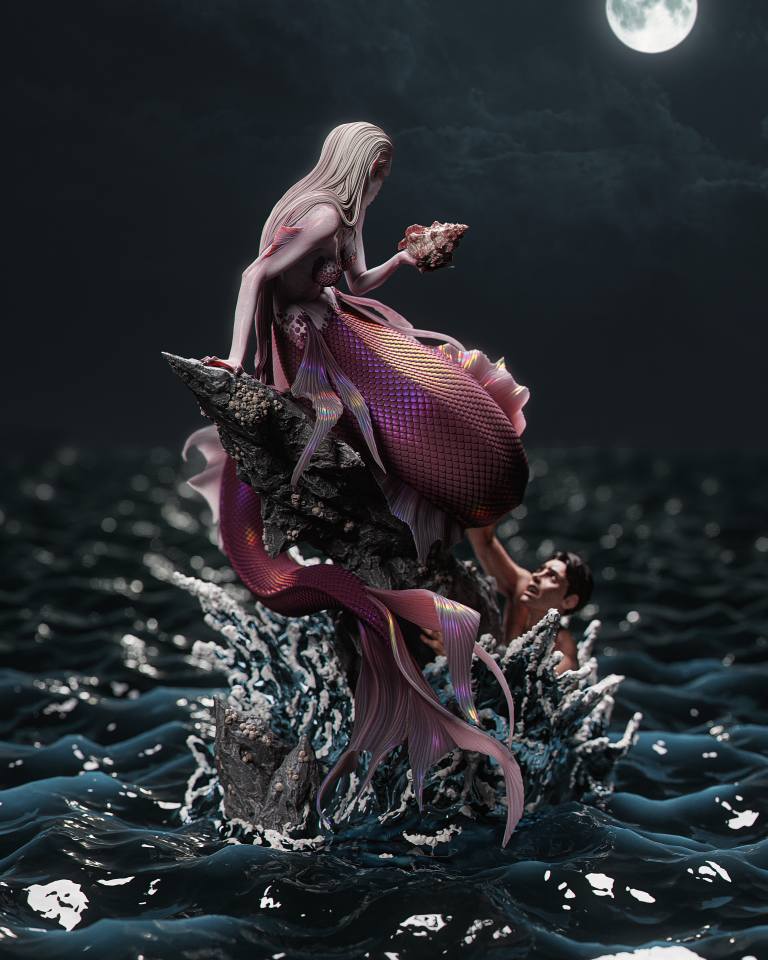 Mermaid Resin Statue - view 3