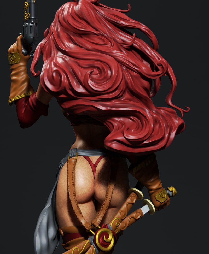 Red Monika Resin Statue - view 3