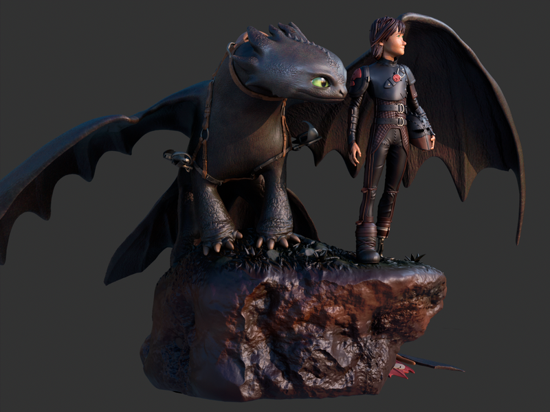 Toothless/Hiccup Resin Statue - view 4