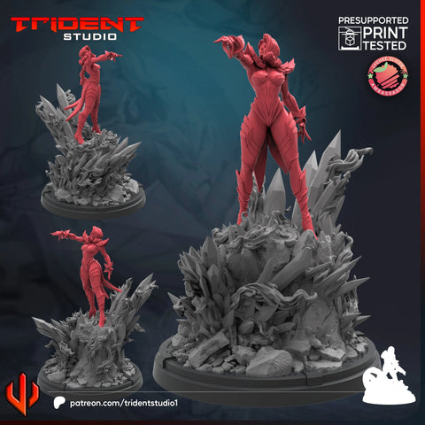 Emma Frost Phoenix Rivals Marvel MCP-compatible 40mm resin proxy miniature by Trident Miniatures - product image 1